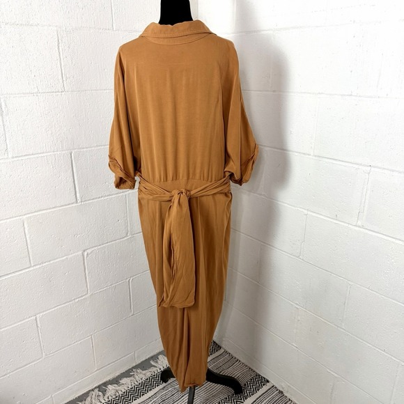 Curvy Girl by Ashley Stewart Maxi Shirt Dress Ruched Relaxed Office Eclectic 2X - Picture 8 of 14